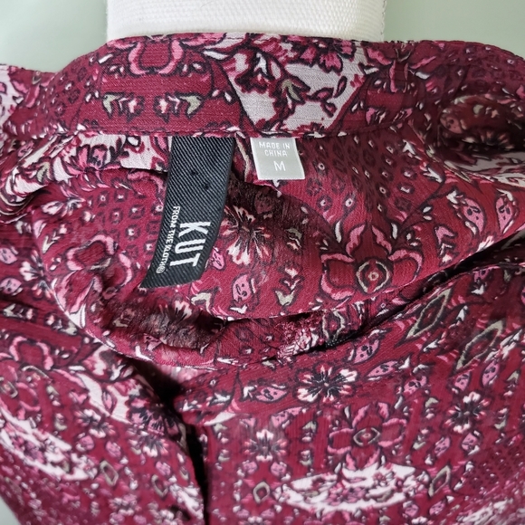 KUT from the Kloth Sheer Long Sleeve Chiffon Boho Floral Blouse Size Medium - Picture 4 of 4